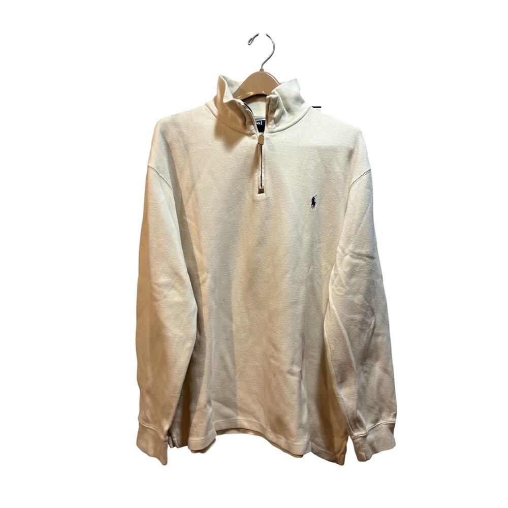 Polo Ralph Lauren men’s Xl  estate rib cotton quarter zip cream pullover.